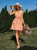 V Neck Sky Blue A Line Short Graduation Party Dress