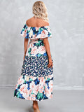 Blue Strapless Off The Shoulder Long Summer Vacation Dress