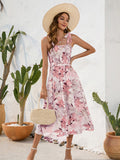 Blue Floral Summer Vacation Long Dress