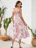 Blue Floral Summer Vacation Long Dress