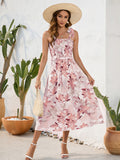 Blue Floral Summer Vacation Long Dress