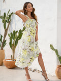 Blue Floral Summer Vacation Long Dress