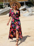 Black V Neck Beach Long Summer Vacation Dress
