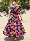 Black V Neck Beach Long Summer Vacation Dress