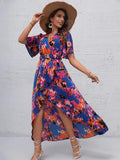Black V Neck Beach Long Summer Vacation Dress