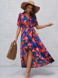Black V Neck Beach Long Summer Vacation Dress