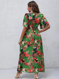 Black V Neck Beach Long Summer Vacation Dress