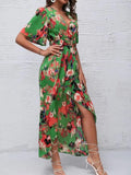 Black V Neck Beach Long Summer Vacation Dress