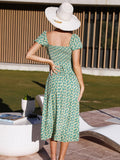 Green V Neck Sexy Long Summer Vacation Dress