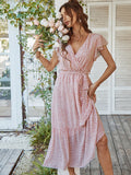 Flowy V Neck Yellow Long Summer Vacation Dress