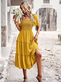 Square Neck White Long Summer Dress