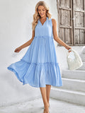 V Neck Blue Sleeveless Long Summer Sundress