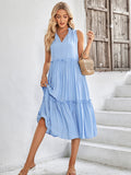 V Neck Blue Sleeveless Long Summer Sundress