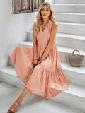 V Neck Blue Sleeveless Long Summer Sundress