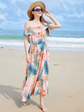Pink Off The Shoulder A Line Long Sundress