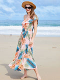 Pink Off The Shoulder A Line Long Sundress