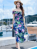 Pink Off The Shoulder A Line Long Sundress