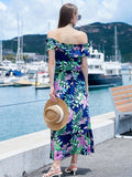 Pink Off The Shoulder A Line Long Sundress