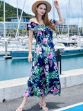 Pink Off The Shoulder A Line Long Sundress