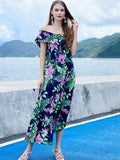 Pink Off The Shoulder A Line Long Sundress
