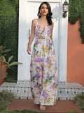 Purple Floral Sunmer Casual  Long Jumpsuit