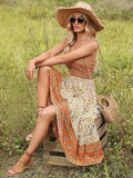 Orange Off The Shoulder A Line Long Boho Dress