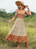 Orange Off The Shoulder A Line Long Boho Dress
