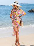 Pink Mermaid Floral Beach Long Vacation Dress