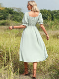 Light Green A Line V Neck Long Dress