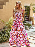 White A Line Floral Long Boho Dress