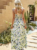 White A Line Floral Long Boho Dress