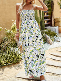 White A Line Floral Long Boho Dress