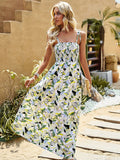 White A Line Floral Long Boho Dress