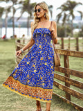 Pink Floral A Line Off The Shoulder Long Boho Dress