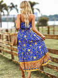 Pink Floral A Line Off The Shoulder Long Boho Dress