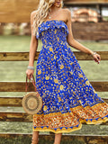 Pink Floral A Line Off The Shoulder Long Boho Dress