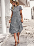 Black A Line Floral Long Boho Dress