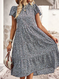Black A Line Floral Long Boho Dress