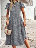 Black A Line Floral Long Boho Dress