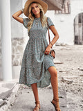 Black A Line Floral Long Boho Dress