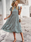 Black A Line Floral Long Boho Dress