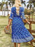 Pink A Line Floral Long Boho Dress