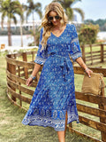 Pink A Line Floral Long Boho Dress