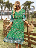 Pink A Line Floral Long Boho Dress