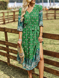 Pink A Line Floral Long Boho Dress