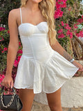 White Ruffles Sexy Short Graduation Dress