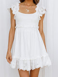 White Lace Ruffles Sweet Short Graduation Dress