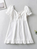 White V Neck Backless Sweet Short Graduation Dress
