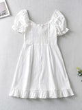 White V Neck Backless Sweet Short Graduation Dress