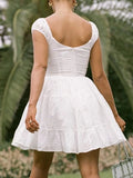 Sweet Square Neck White Sleeveless Short Graduation Dress